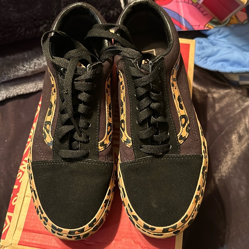 Black & leopard print Old Skool Platform Vans
